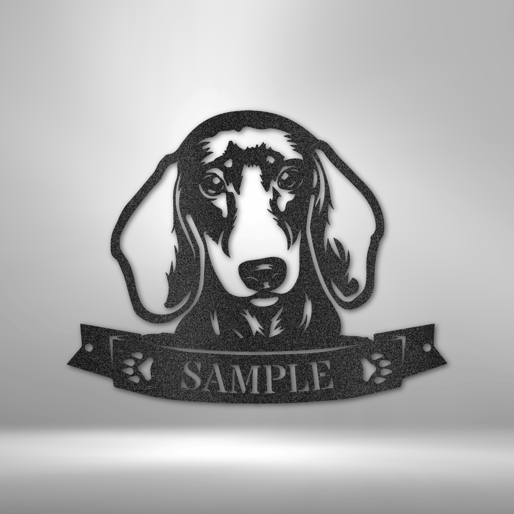 Dachshund Face Monogram - Steel Sign