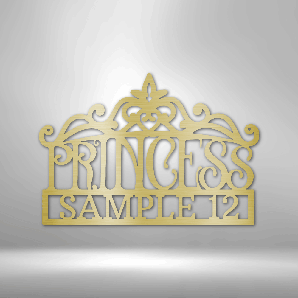 Princess Crown Monogram - Steel Sign