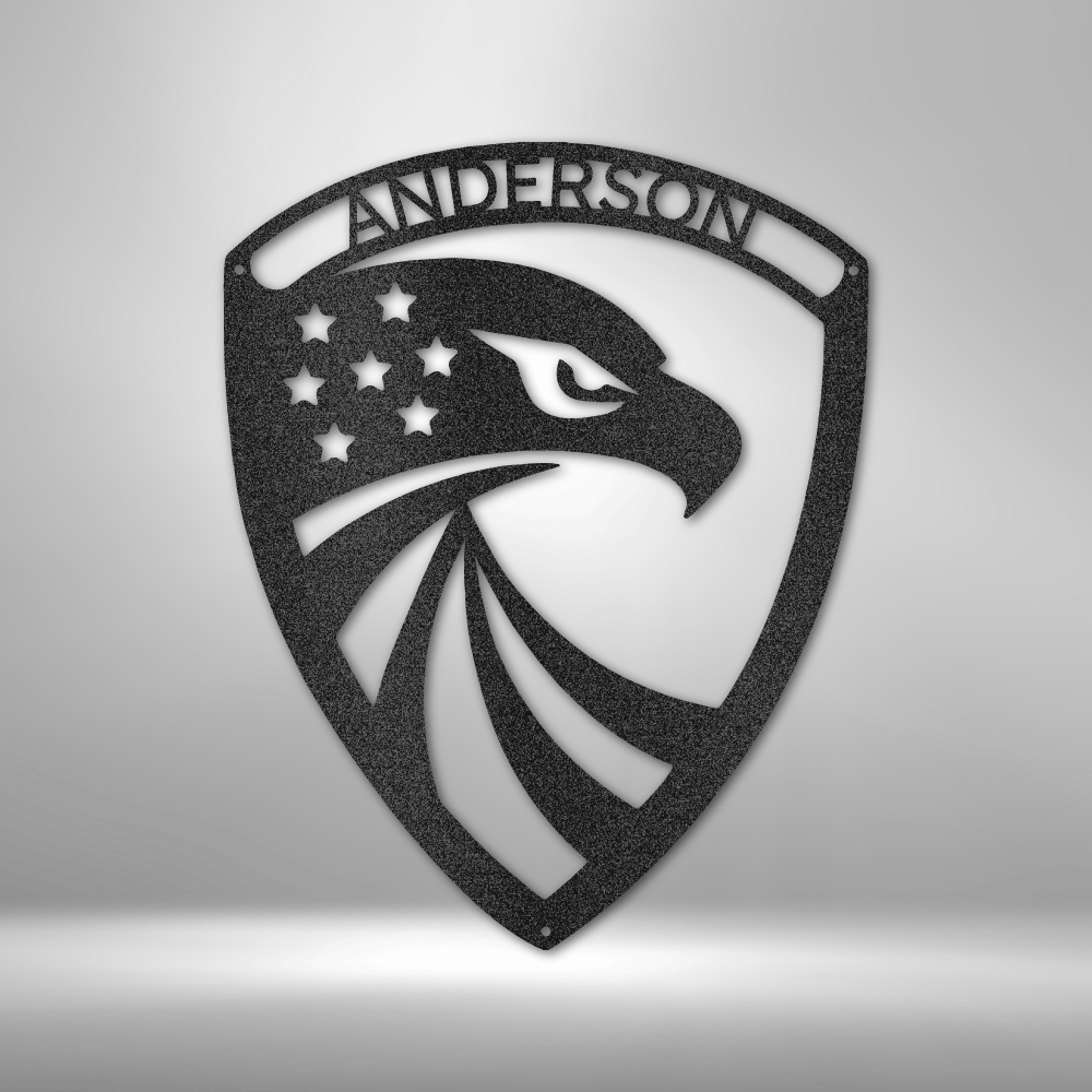 Modern Eagle Monogram - Steel Sign