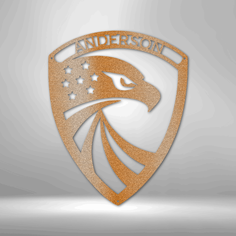 Modern Eagle Monogram - Steel Sign