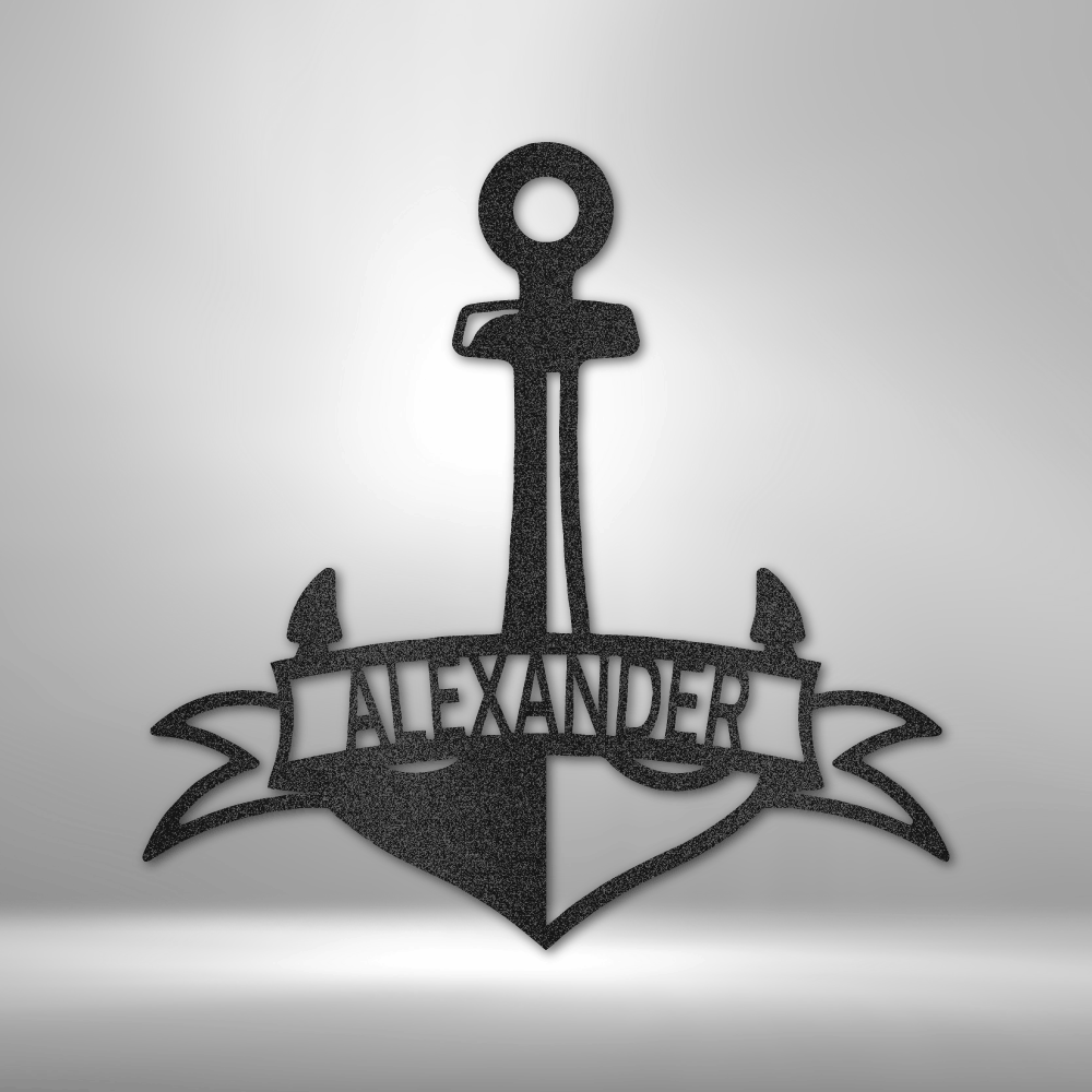 Fancy Anchor Banner - Steel Sign