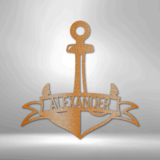 Fancy Anchor Banner - Steel Sign